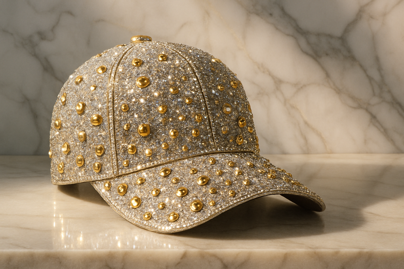 bling cap with marble walls background